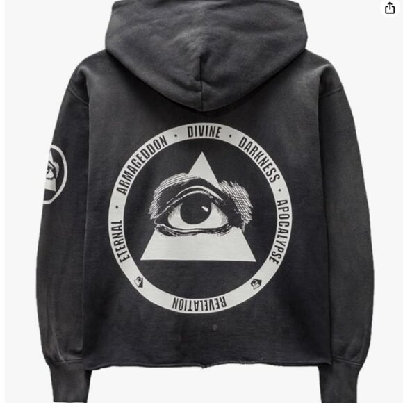 SizeL Saint Michael Complicated Jesus Christ Boombox Cross Hoodie All Seeing Eye - Picture 2 of 15
